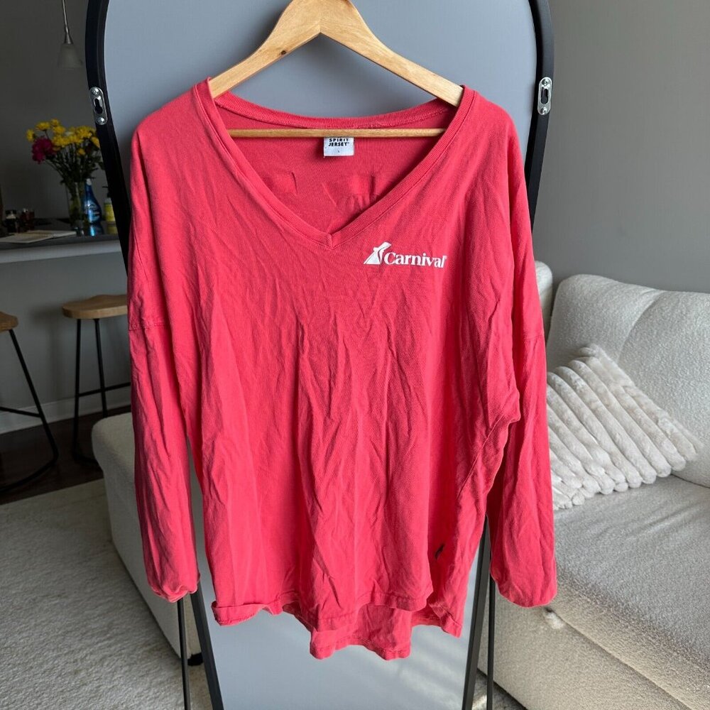 Spirit Jersey Women's Pink Long Sleeve Size L – Cozy‎ & Stylish Oversized Tee